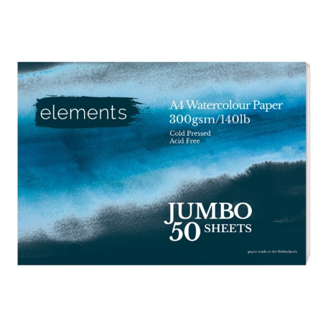 Elements Jumbo A4 Watercolour Pad 300gsm (50 Sheets)