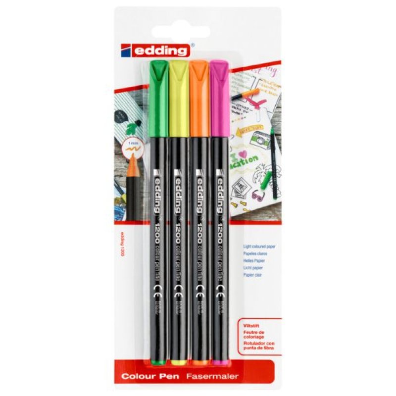 Edding 1200 Neon Colour Pens (Pack of 4)