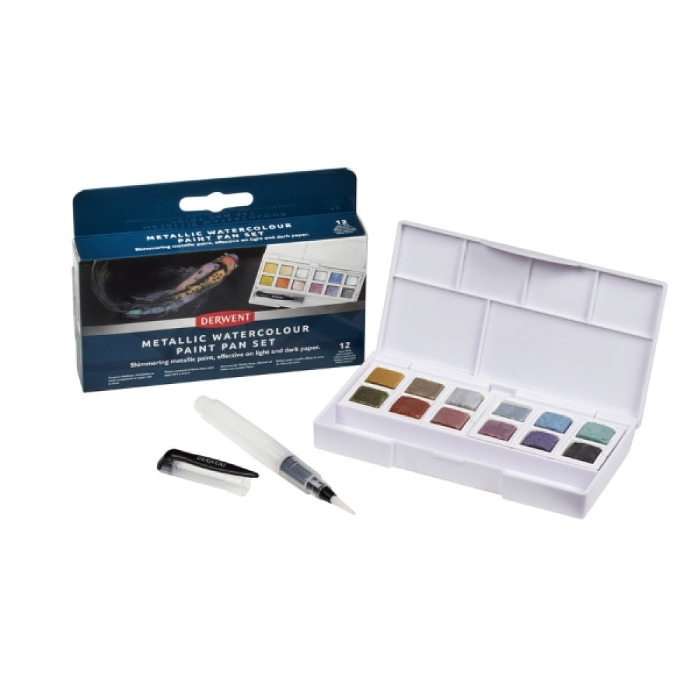 Derwent Metallic Watercolour Paint Palette (12 Pans)