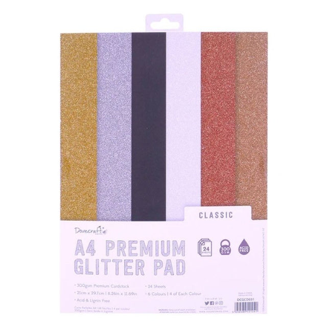 Dovecraft Glitter Card A4 Pad - Classic (24 Sheets)