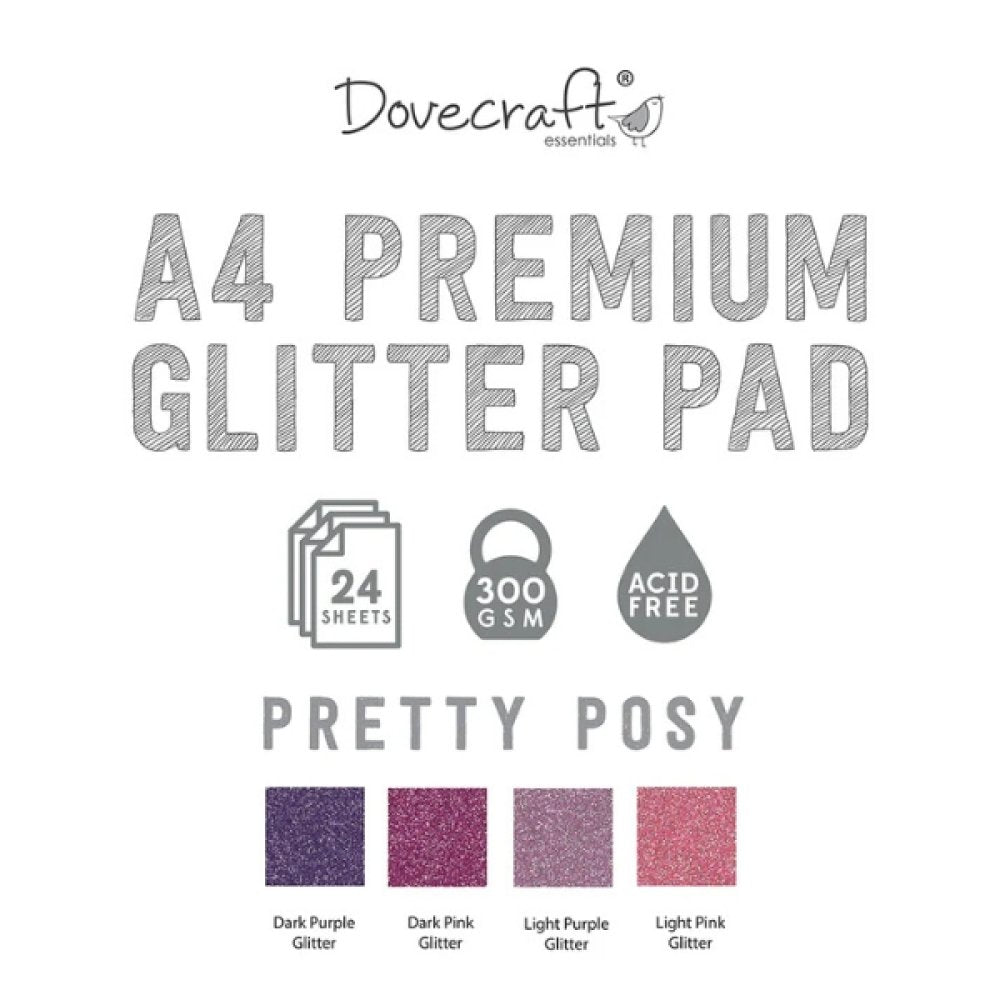 Dovecraft Glitter Card A4 Pad - Pretty Posy