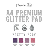 Dovecraft Glitter Card A4 Pad - Pretty Posy