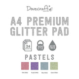 Dovecraft Glitter Card A4 Pad - Pastels (24 Sheets)