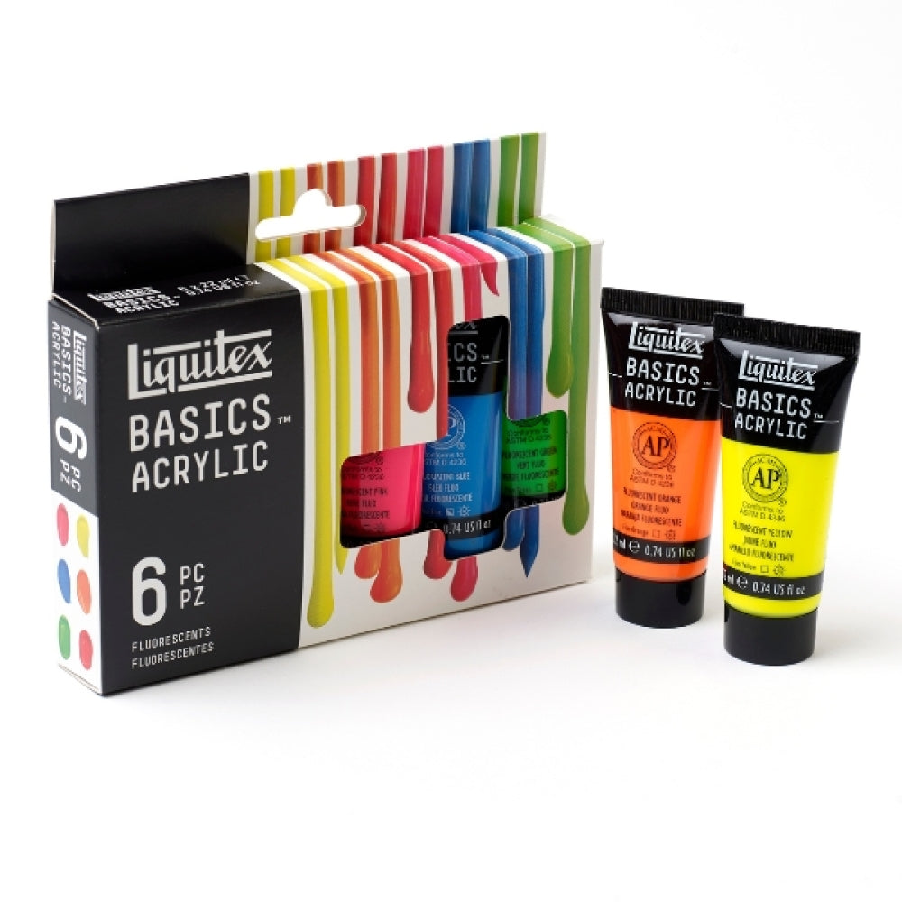 Liquitex Basics Acrylic Paint Set - Fluorescents (6x22ml)