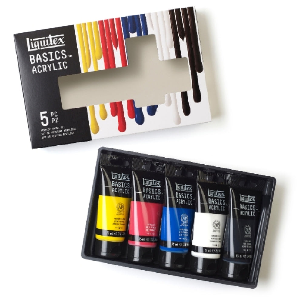 Liquitex Basics Acrylic Paint Set (5x75ml)