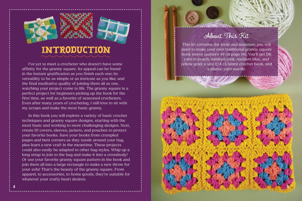 Granny Square Book Covers Kit & Book