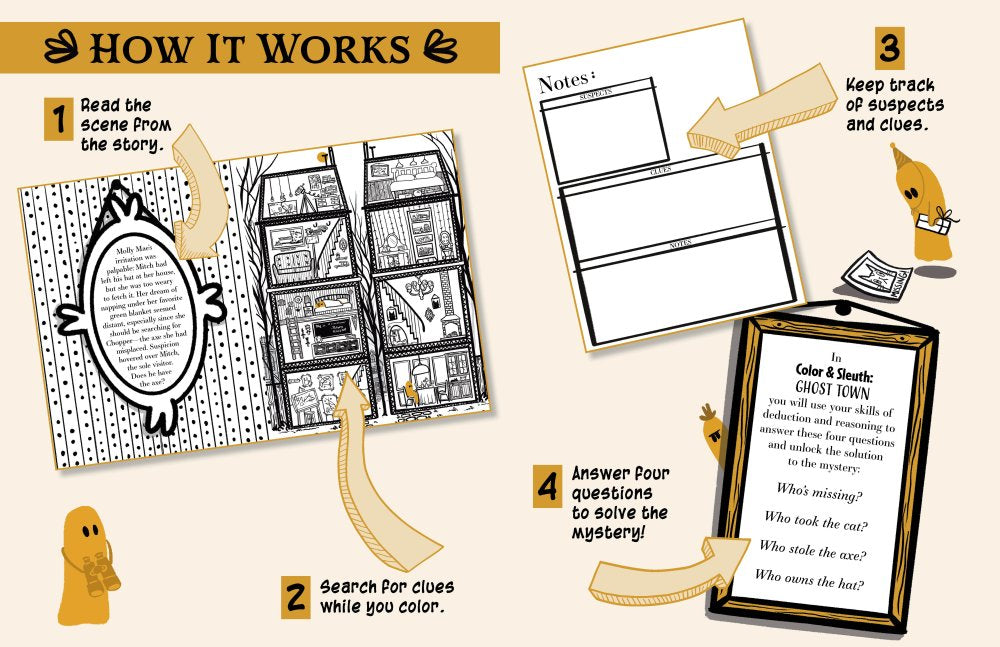 Color & Sleuth: Ghost Town - A Spooky Colouring Mystery Book