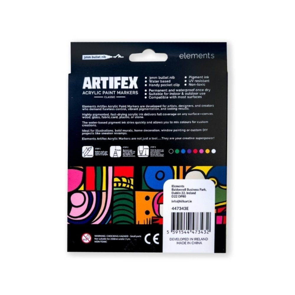 Elements Artifex Acrylic Markers 2-3mm - Classic (8 Pack)