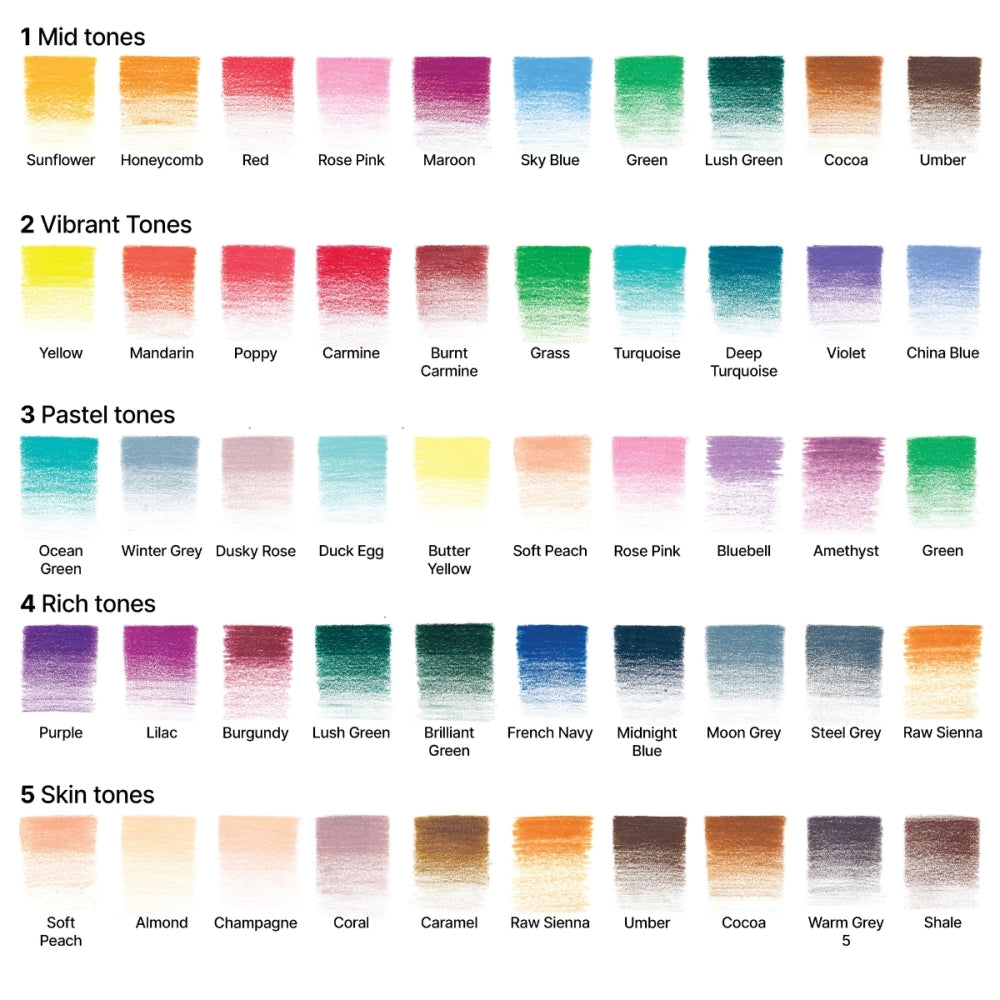 Winsor & Newton Studio Pencil Collection - Colour Pencil Set (50 Pieces)