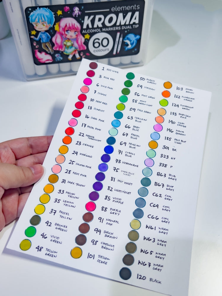 Elements Kroma Alcohol Markers Box Set (60 Pieces)
