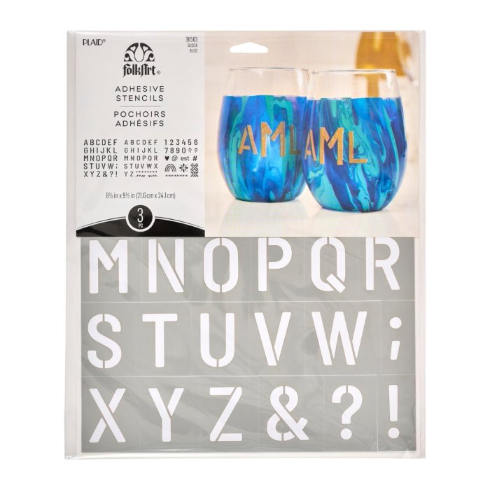 FolkArt Adhesive Stencils - Block Letters (3 Pieces)