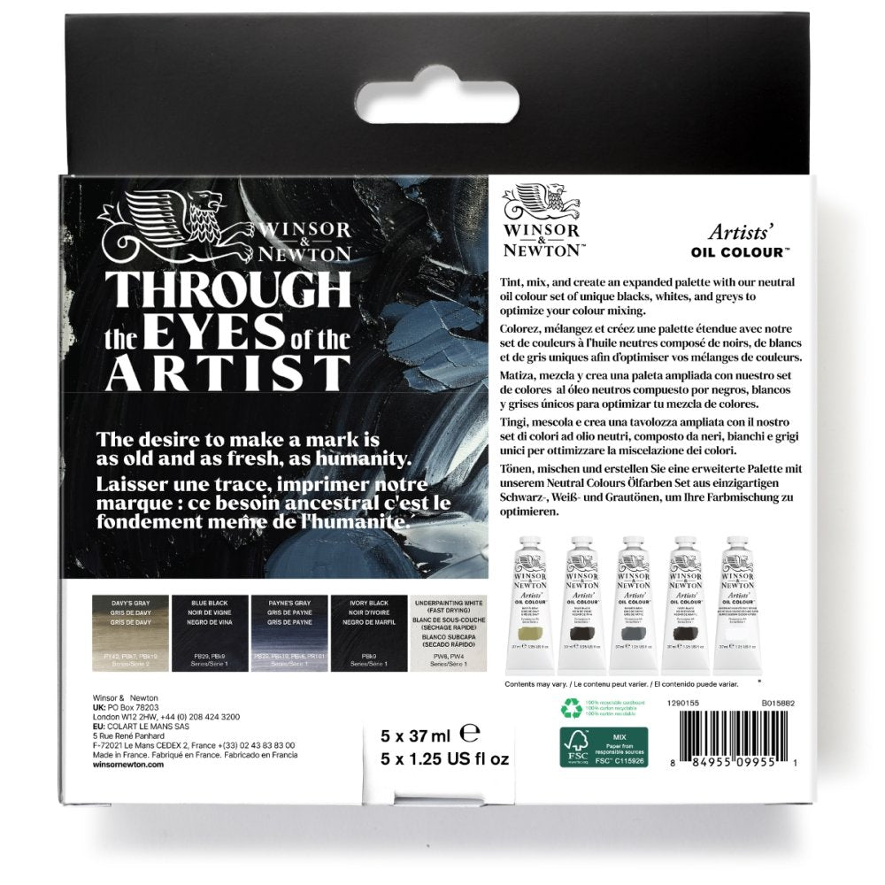 Winsor & Newton Artists' Oil Colour 5x37ml Tubes - Neutral Set