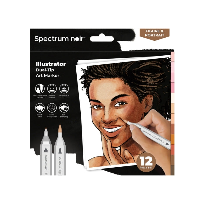 Spectrum Noir Illustrator Dual Tip Markers - Portrait (12 Pack)