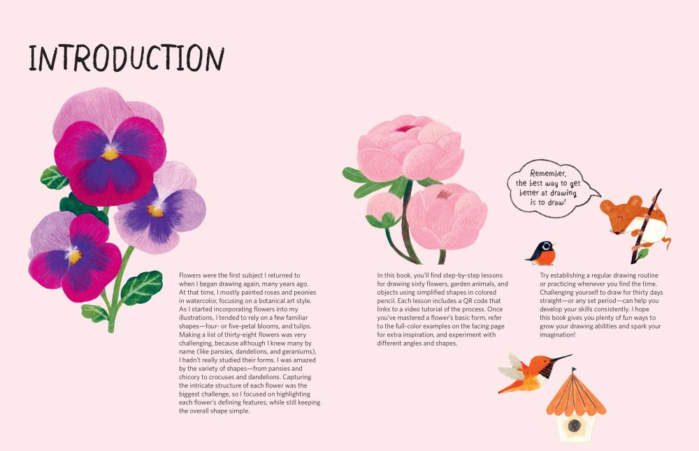 Drawing Class: Flowers and Friends In The Garden Book