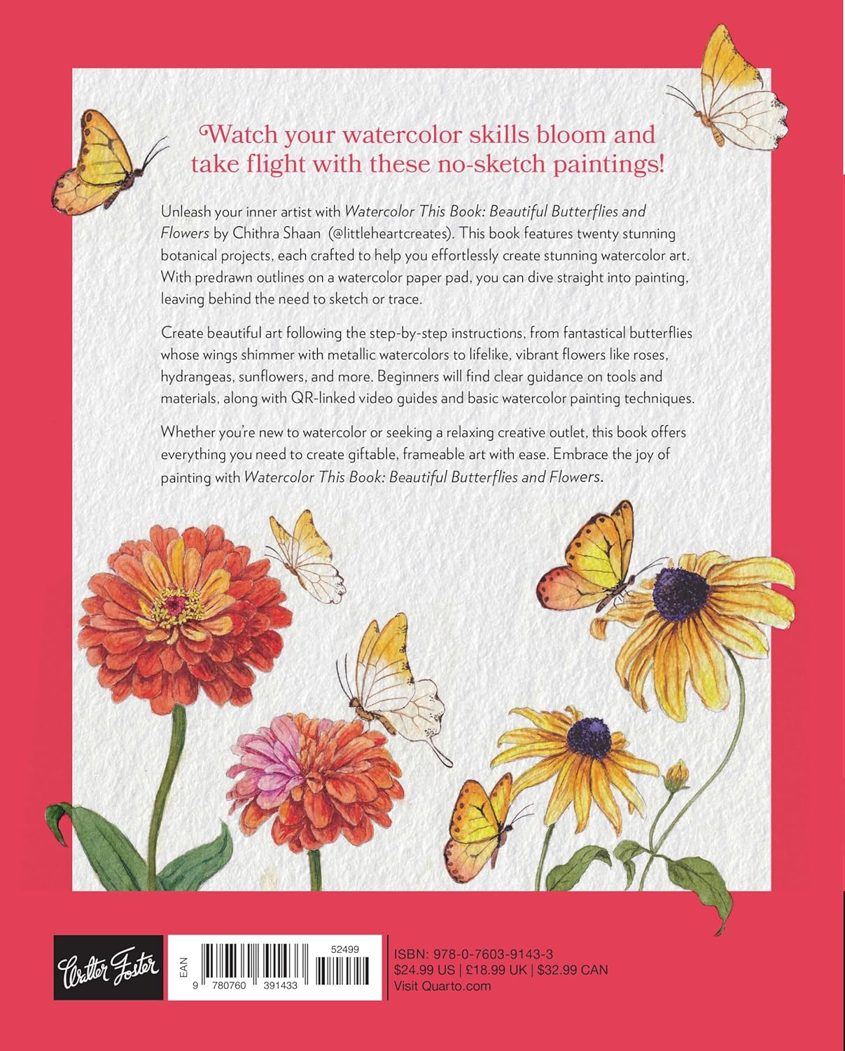 Watercolor This Book: Beautiful Butterflies & Flowers
