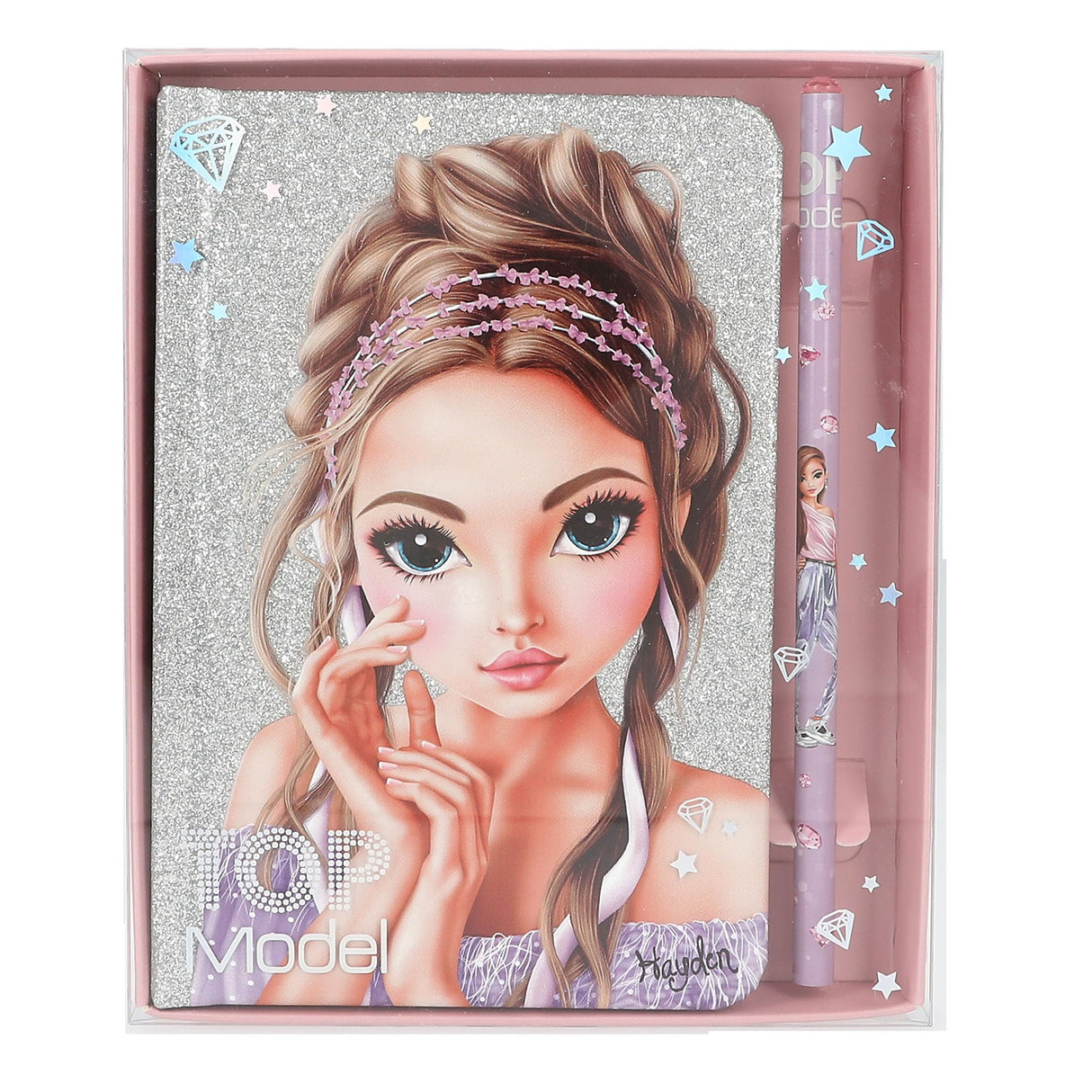 TOPModel Notebook & Pencil GLITTER QUEEN
