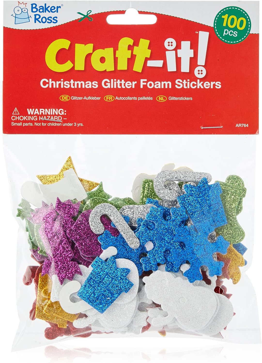 Christmas Glitter Stickers (Pack of 100)