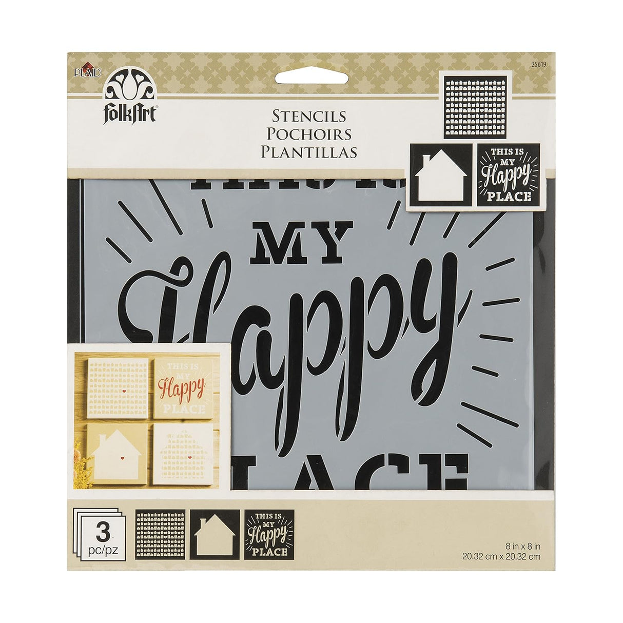 FolkArt Stencil 8x8" - Home Sweet Home (3 Pcs)