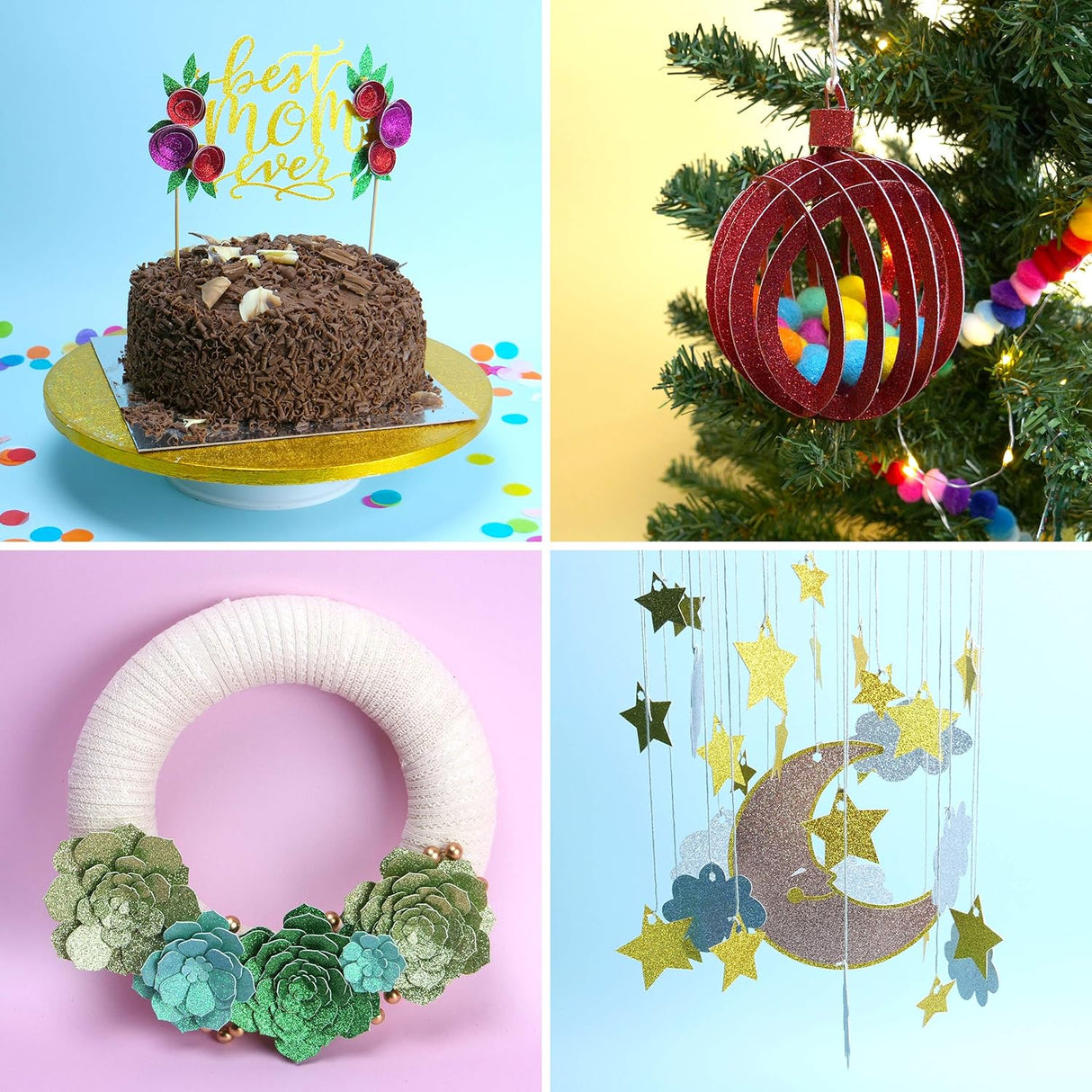 Dovecraft Glitter Card A4 Double Sided Sheets - Gold (6 Pack)