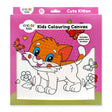 Create Kids Kids Colouring Canvas with a cute kitten design on a pink background