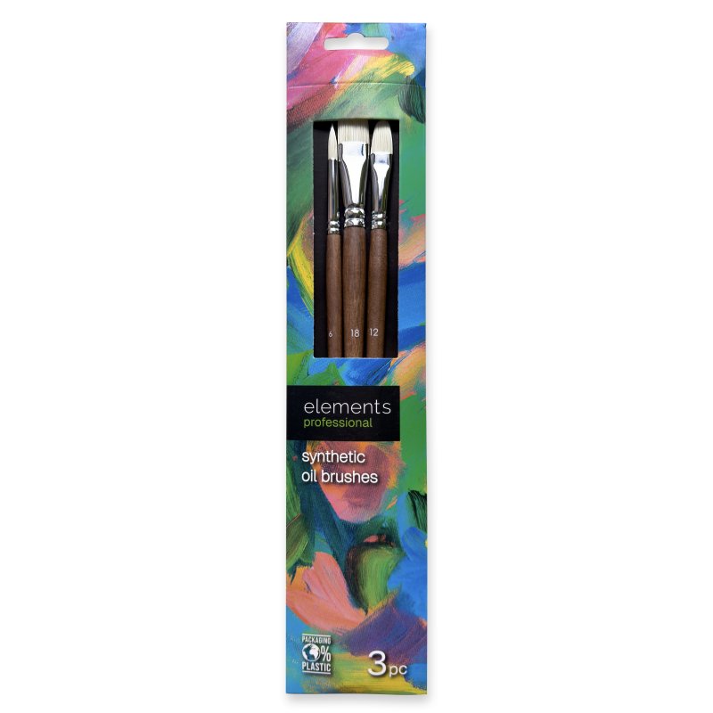 Elements Professional Oil Brush Set (Pack of 3)