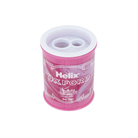Pink Helix Oxford pencil sharpener on a white background