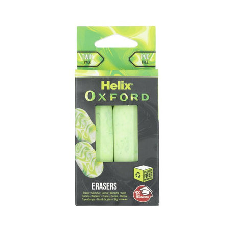 Helix Oxford Eraser Twin Pack - Marble Green