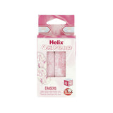 Pack of Helix Oxford erasers with pink packaging on a white background