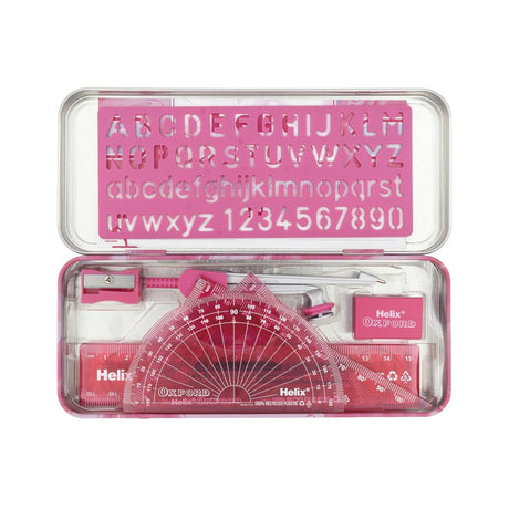 Helix Oxford Maths Set in Tin - Marble Pink