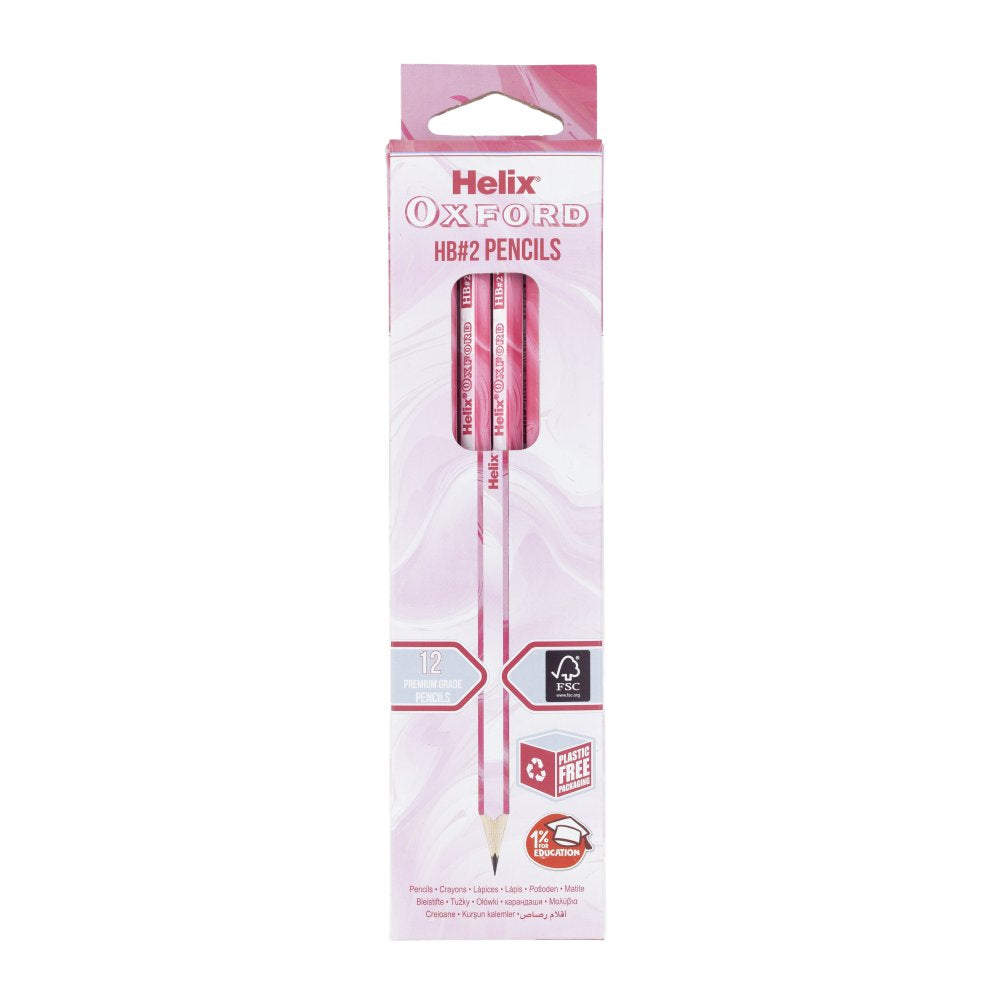Helix Oxford HB#2 Pencils - Marble Pink (12 Pack)