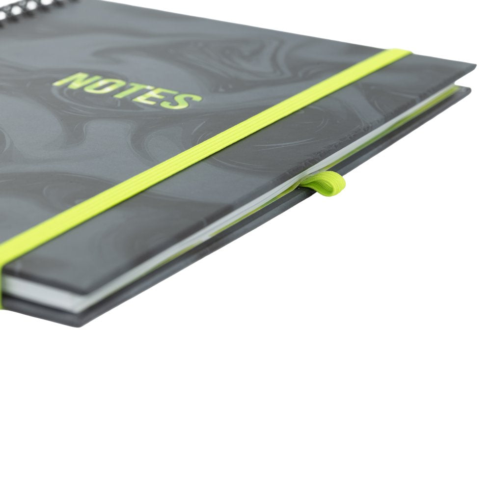 Helix Oxford Spiral Notebook A5 -  Marble Black/Green