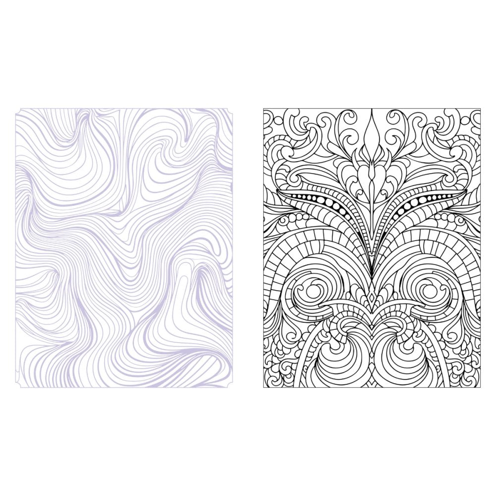 Two coloring pages with abstract patterns on a white background