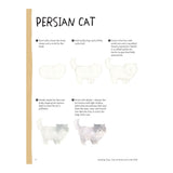 Step-by-step guide on how to draw a Persian cat with illustrations and text.