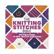 Book cover of 'The Knitting Stitches Bible' with colorful swatches on a white background