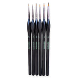 Set of black paintbrushes with visible brand name on a white background