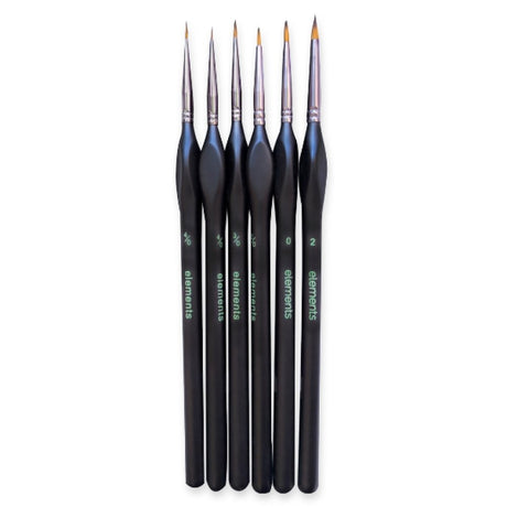 Set of black paintbrushes with visible brand name on a white background
