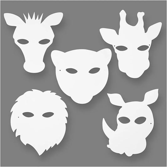 Jungle Animal Masks, H: 22.5-25 cm, W: 20.5-22.5 c