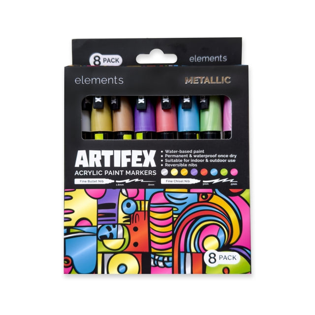 Elements Artifex Acrylic Paint Markers - Metallic (8 x 2-3mm)