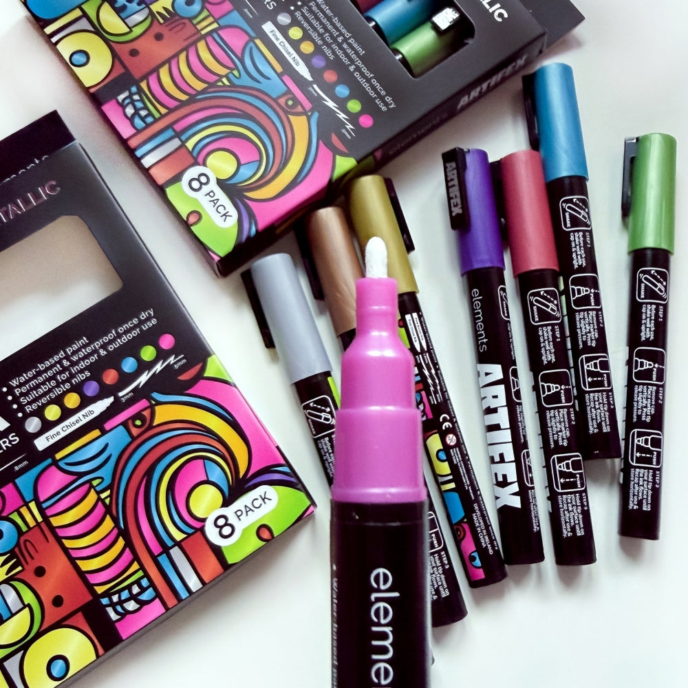 Elements Artifex Acrylic Paint Markers - Metallic (8 x 2-3mm)