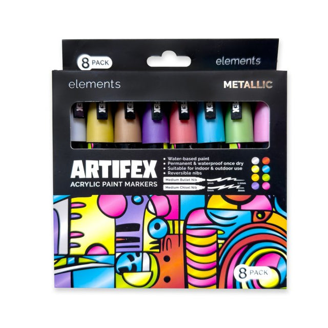 Elements Artifex Acrylic Paint Markers - Metallic (8 x 5-6mm)