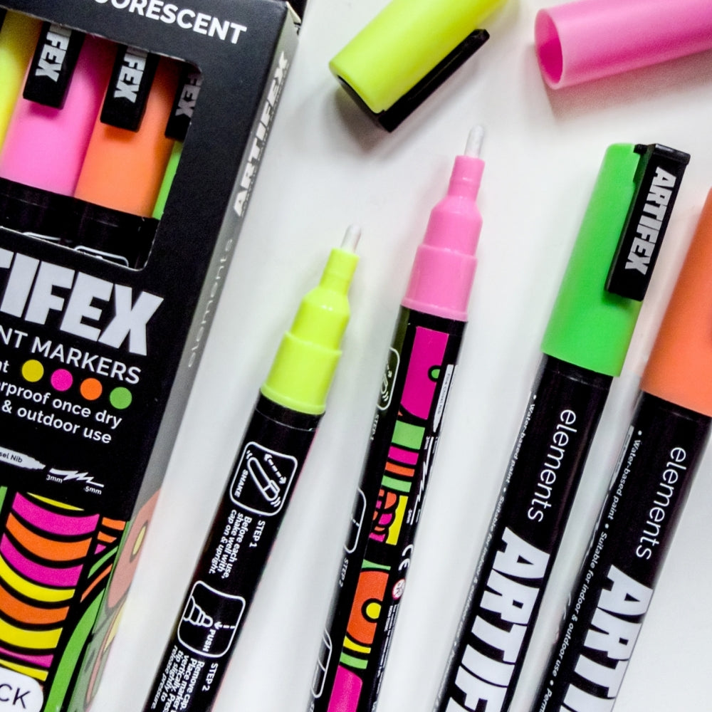 Elements Artifex Acrylic Paint Markers - Fluorescent (4 x 2-3mm)