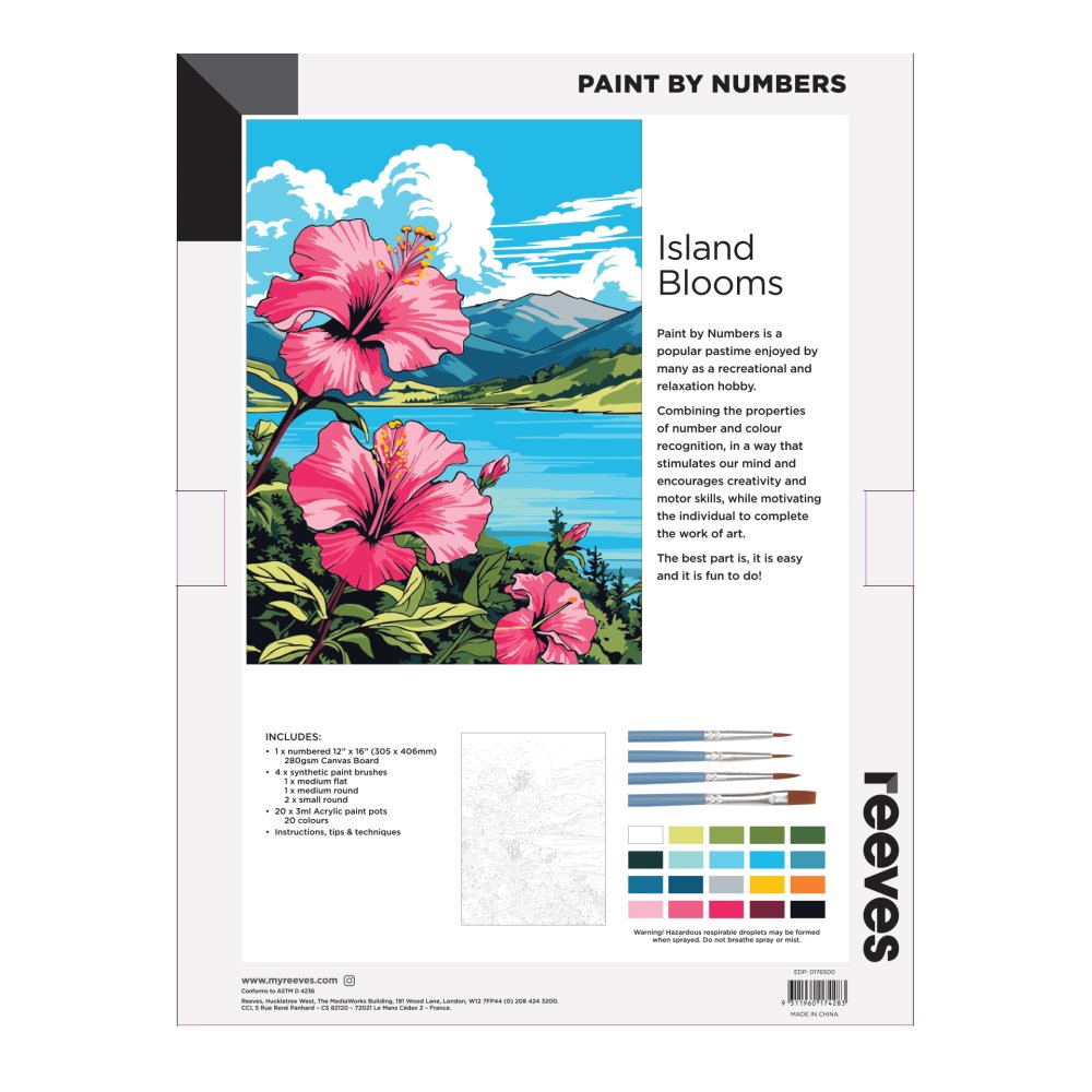 Reeves Paint by Numbers 12x16 Inch - Island Blooms