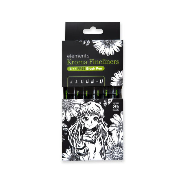 Elements Kroma Fineliners Brush Pens (5 plus 1 Free)