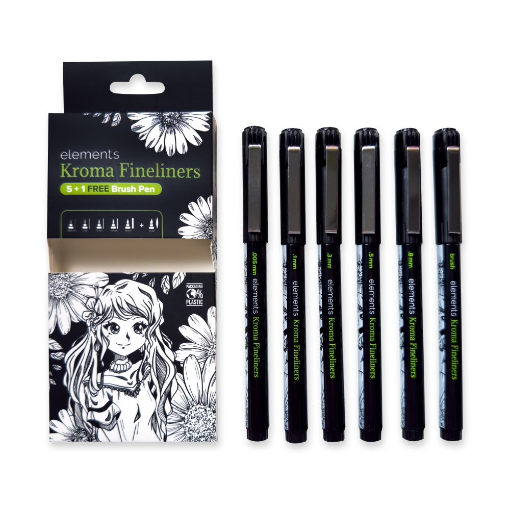 Elements Kroma Fineliners Brush Pens (5 plus 1 Free)