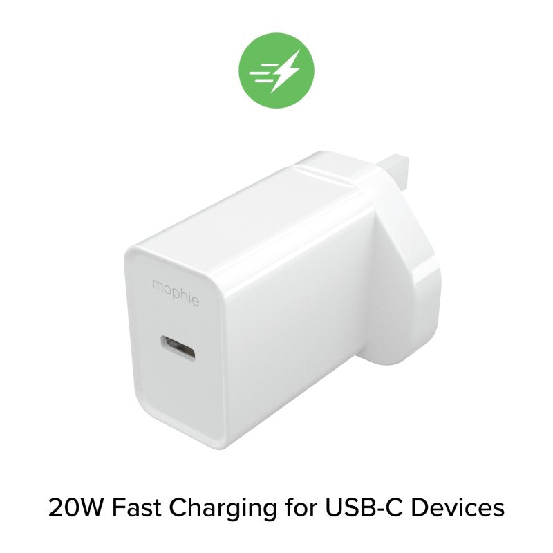 Mophie Essentials ACC Power Adapter USB-C 20W PD - White UK