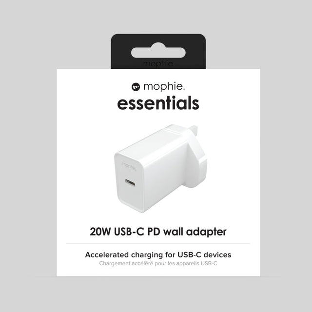 Mophie Essentials ACC Power Adapter USB-C 20W PD - White UK