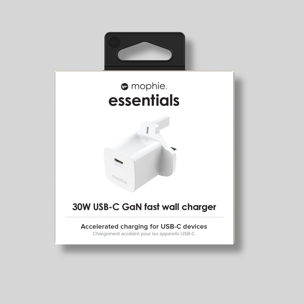 Mophie Essentials Power Adapter USB-C PD GaN 30W UK - White