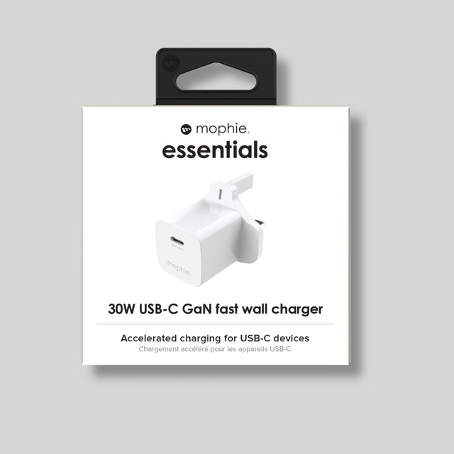 Mophie Essentials Power Adapter USB-C PD GaN 30W UK - White