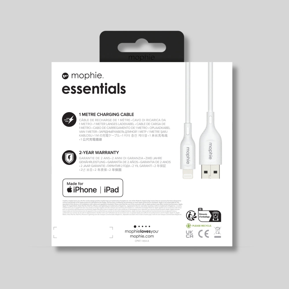 Mophie Essentials Cable USB-A to Lightning 1m - White