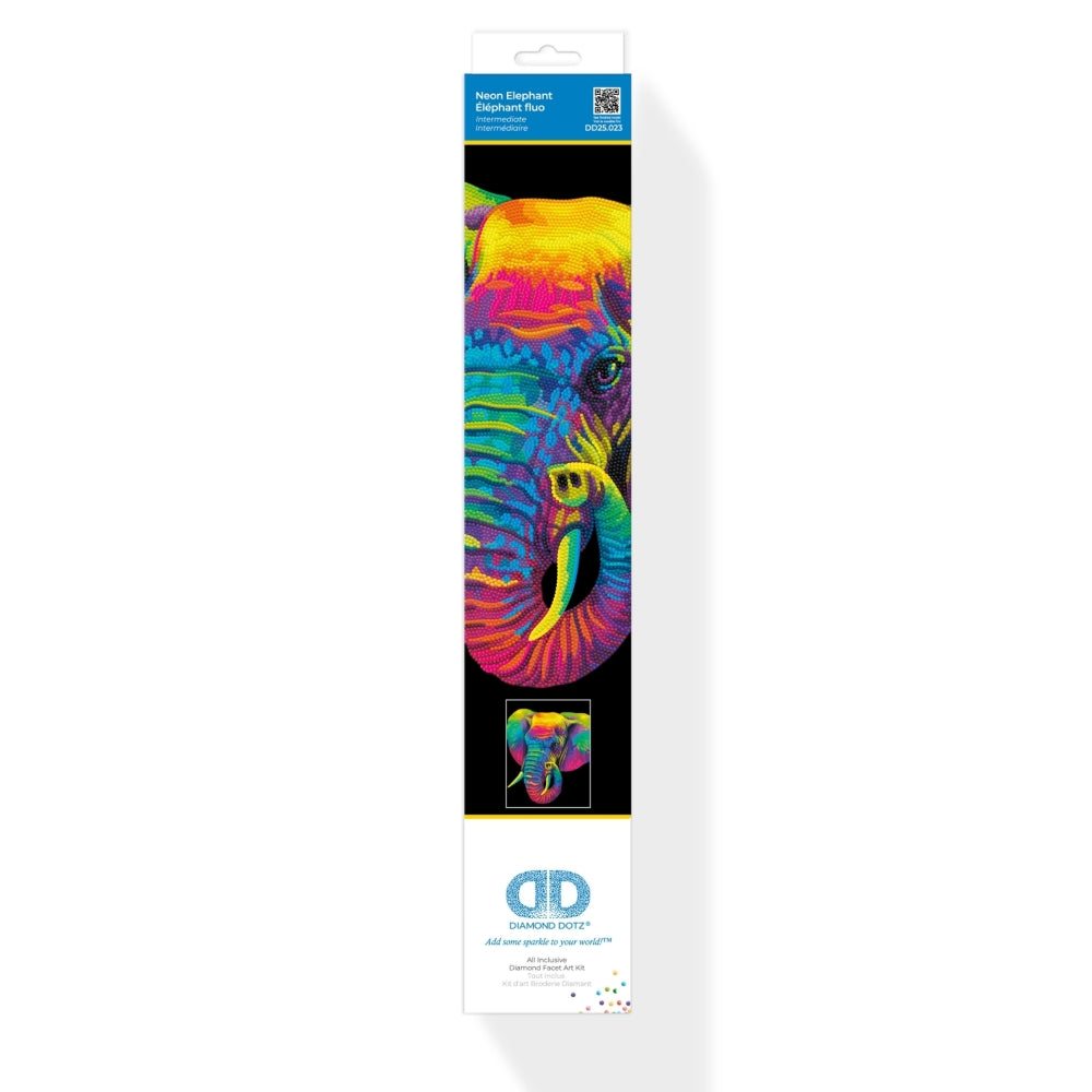 Diamond Dotz Flock Canvas 35x46cm Kit - Neon Elephant